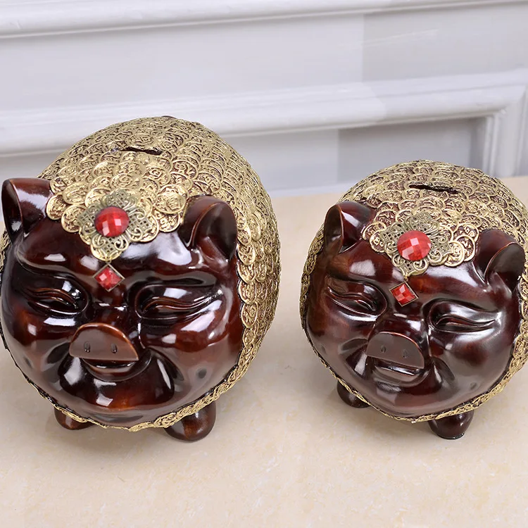 Direct Sales Resin Handicrafts Pig Piggy Bank Creative Home Ornaments Large Opening Housewarming Gifts - view 3