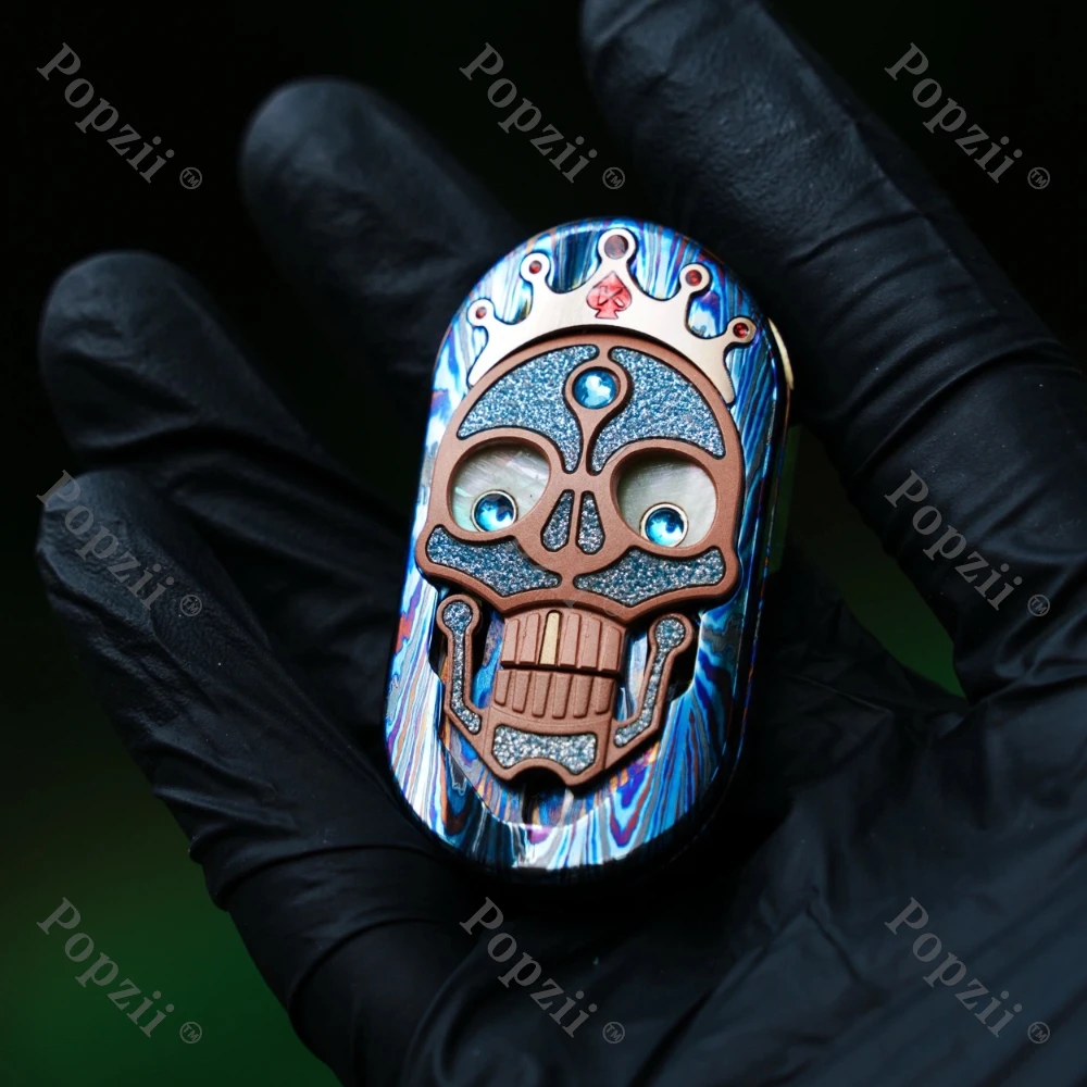 SAS EDC Zirconium Mechanical Skull Push Slider Office Toy Stress Relief Metal Fidget Slider Office Stress Relief Gadgets