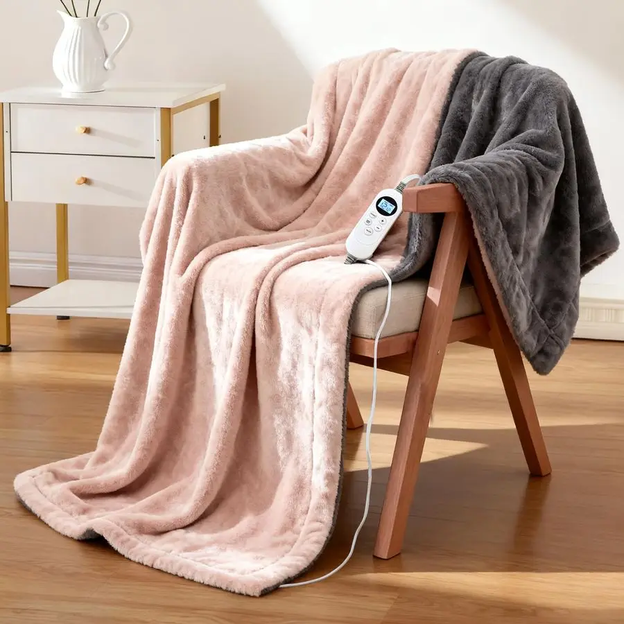 

Heated Blanket Throw 50 x 60 Soft DualSided Flannel Fast Heating 12 Heat Levels 112H Timer amp Overheat Protection amp Auto Shut