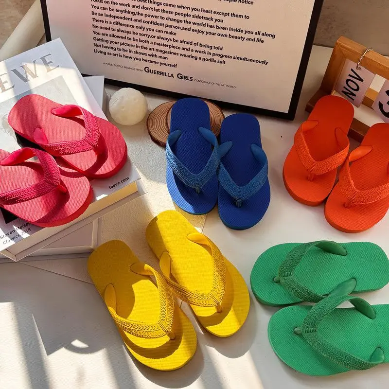Children Summer Flip Flops Boy Slippers Casual Non-Slip Girl Flip Flops Breathable Beach Solid Color Comfortable Slippper
