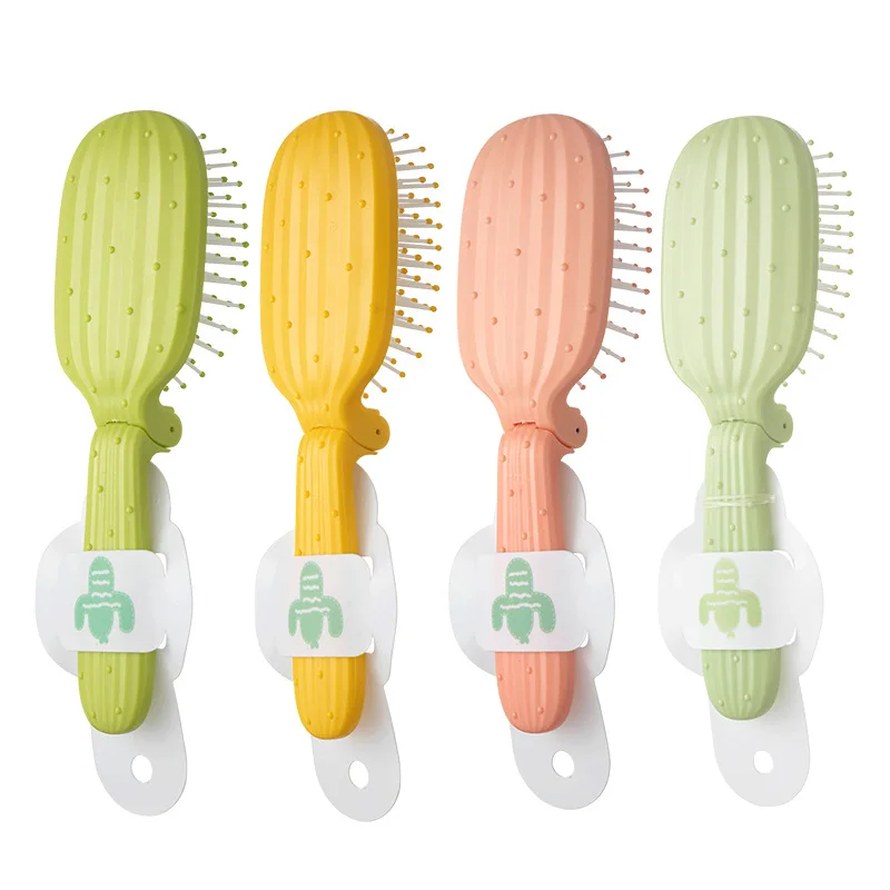 Cartoon Cactus Foldable Comb, Portable Anti-Static