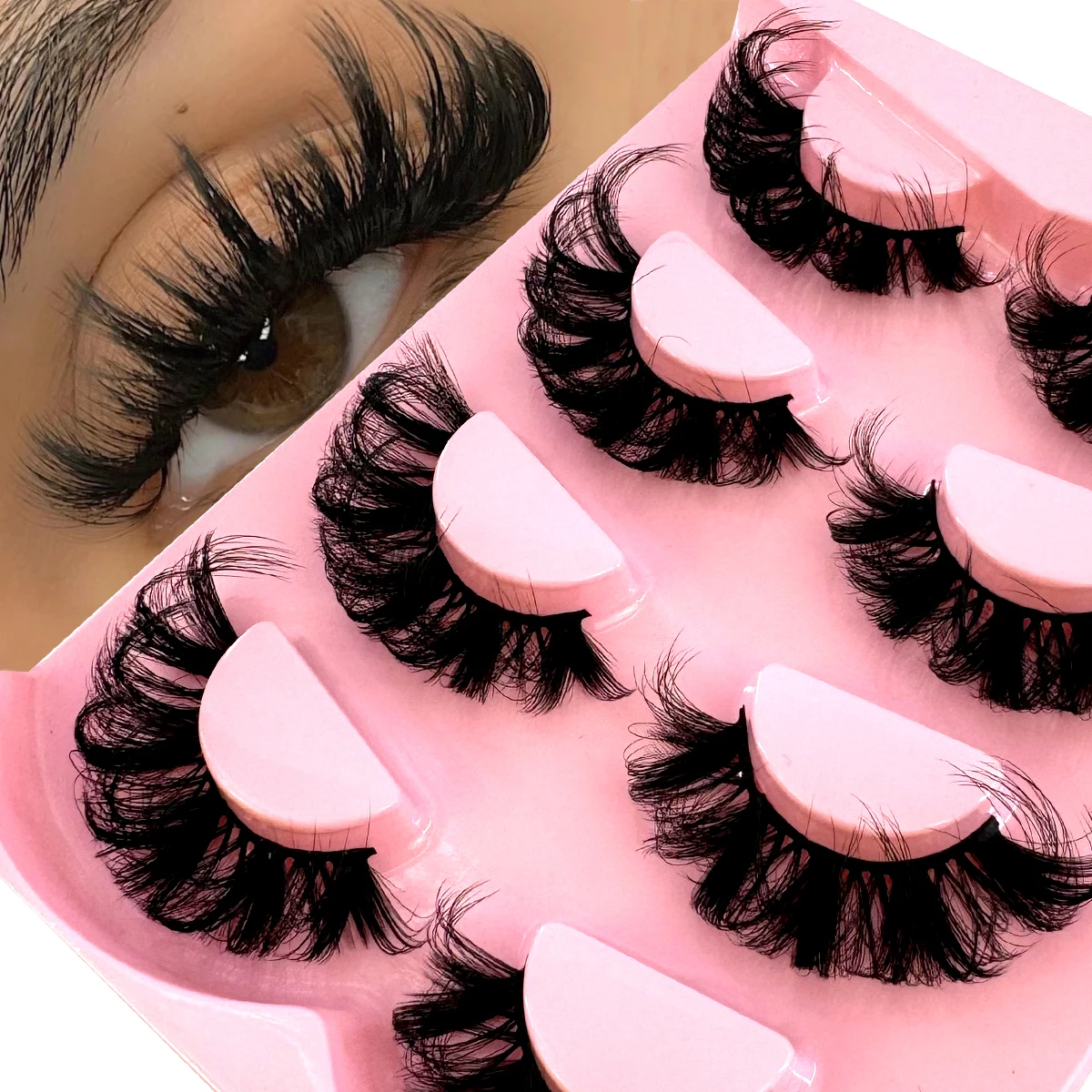 AMSDCN 4 Pairs Fake Eyelashes Thick Long False Eyelashes Dramatic Lashes 3D Faux Mink Eyelashes Wholesale Full Strip Lashes Ma