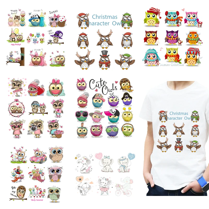 Cartoon animal combination clothing transfer stickers DIY children clothing hats masks backpacks Iron On heat transfer stickers