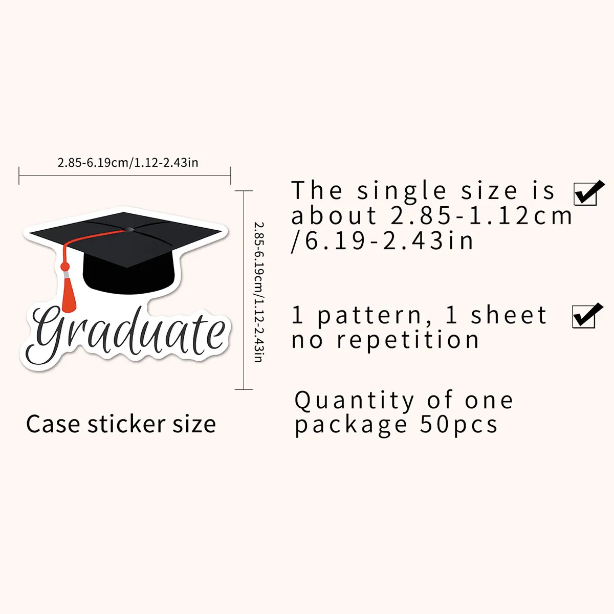50 Pieces of Graduation Season Themed Stickers, Inspirational Text Elements for Bachelor's Caps and Diplomas, DIY Decoration Materials for Graduation Parties