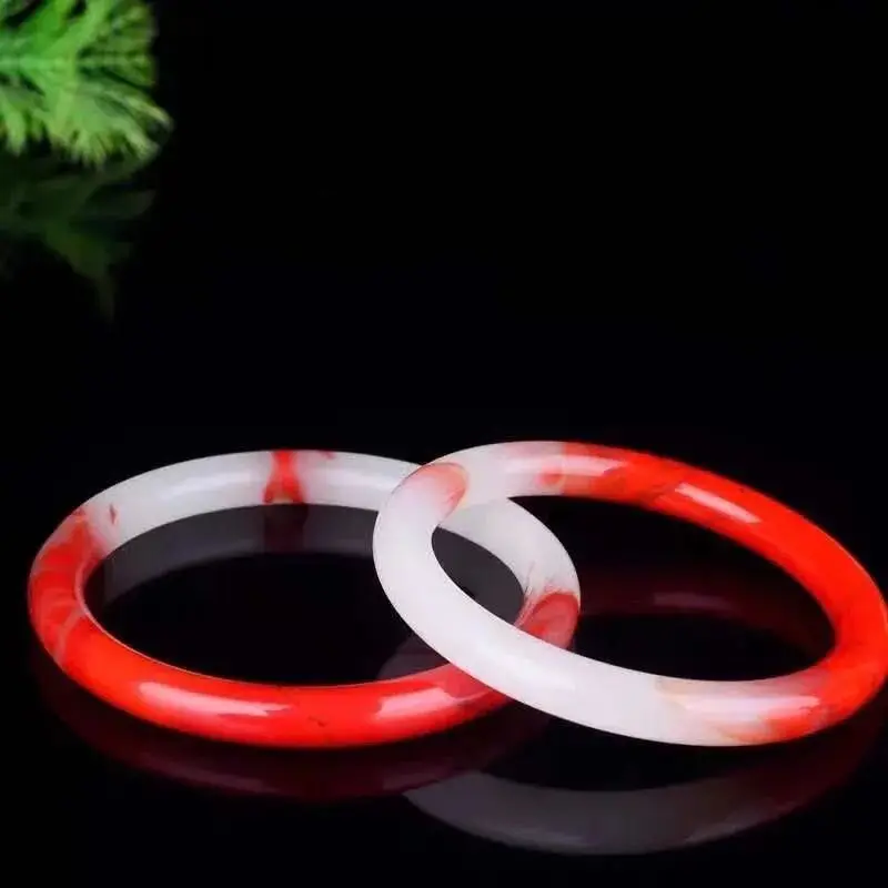 

Golden Silk Jade Chicken Blood Stone Fine Strip Bracelet Women's Jade Bracelet
