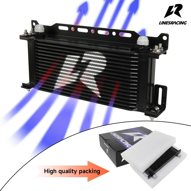 LR AN10 16 Row Oil Cooler+Mounting Bracket  248MM Universal Engine Transmission  7/8"-14 UNF Black/Silver