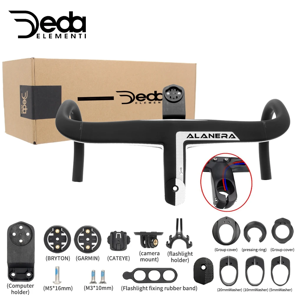 DEDA ALANEA Vollständige interne Kabelführung, Rennrad, Cockpit, integrierter Carbon-Lenker, 360 mm