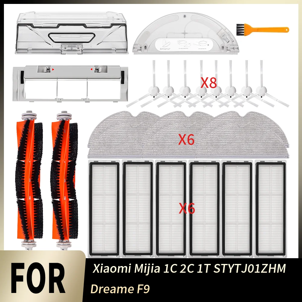Für Xiaomi Mijia 1C 2C 1T STYTJ01ZHM Wischtücher Wassertank Filter Für Dreame F9 Hauptbürste Staubbehälter Staubsauger Ersatz-Zubehör-Set
