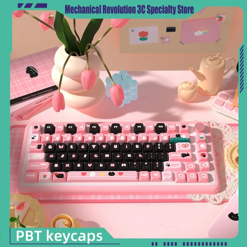 

Little Black Cat Original Keycaps138/158 Key Mda Highly Personalized Customized Pbt Thermal Sublimation Cute Mechanical Keycaps