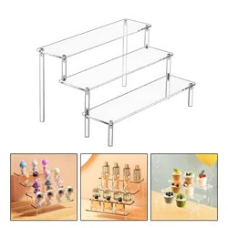 1-3 Layers Acrylic Display Stand Clear Display Riser Perfume Figurine Transparent Storage Rack Anime Figures Cupcake Shelf