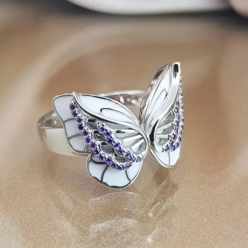 Hot Sale New Butterfly Ring Epoxy Creative Animal Shaped Women's Jewelry