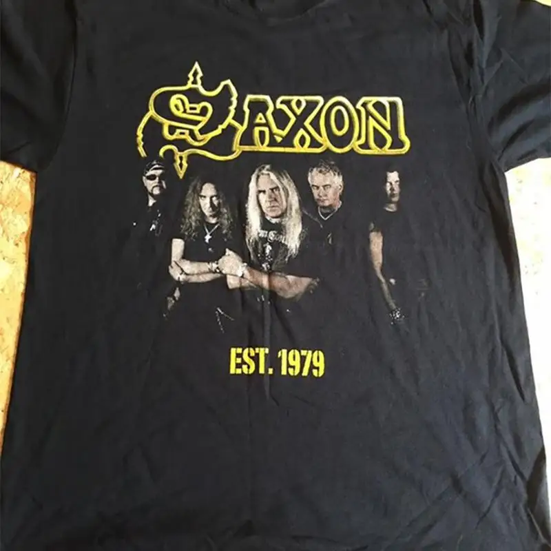 Saxon Band Members Black T Shirt Cotton S 23Xl
