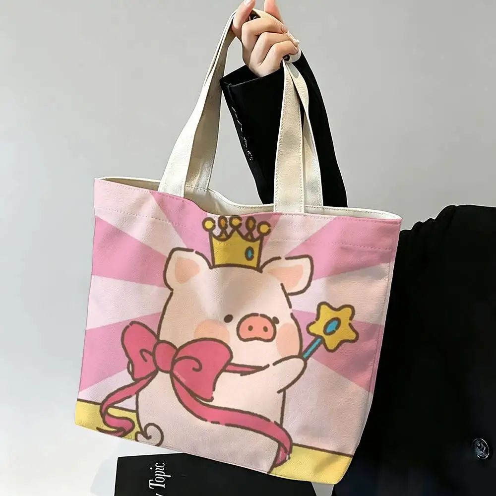 CUTE LuLu the P-Piggy Printed Canvas Tote Bag Shoulder Bag Commuter Mommy Shopping Bag