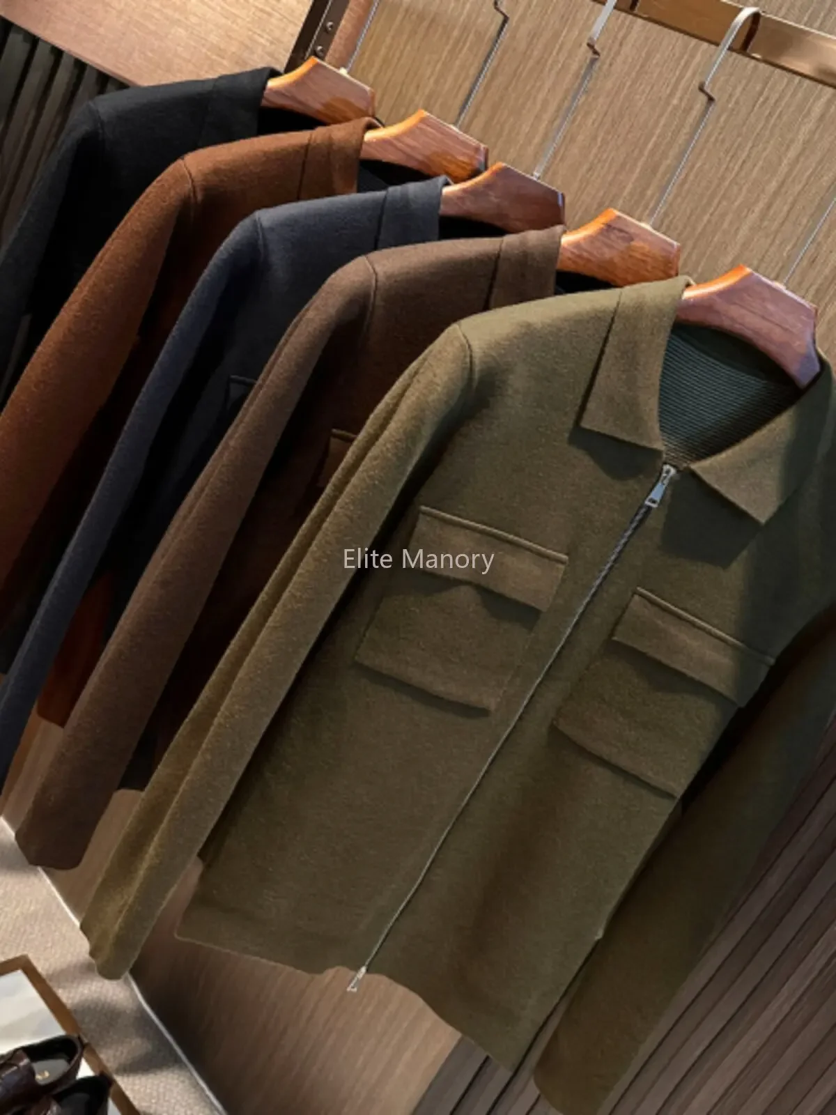 Double zipper old money style! Autumn and winter men's simple solid color versatile sweater with wool knitted cardigan jacket