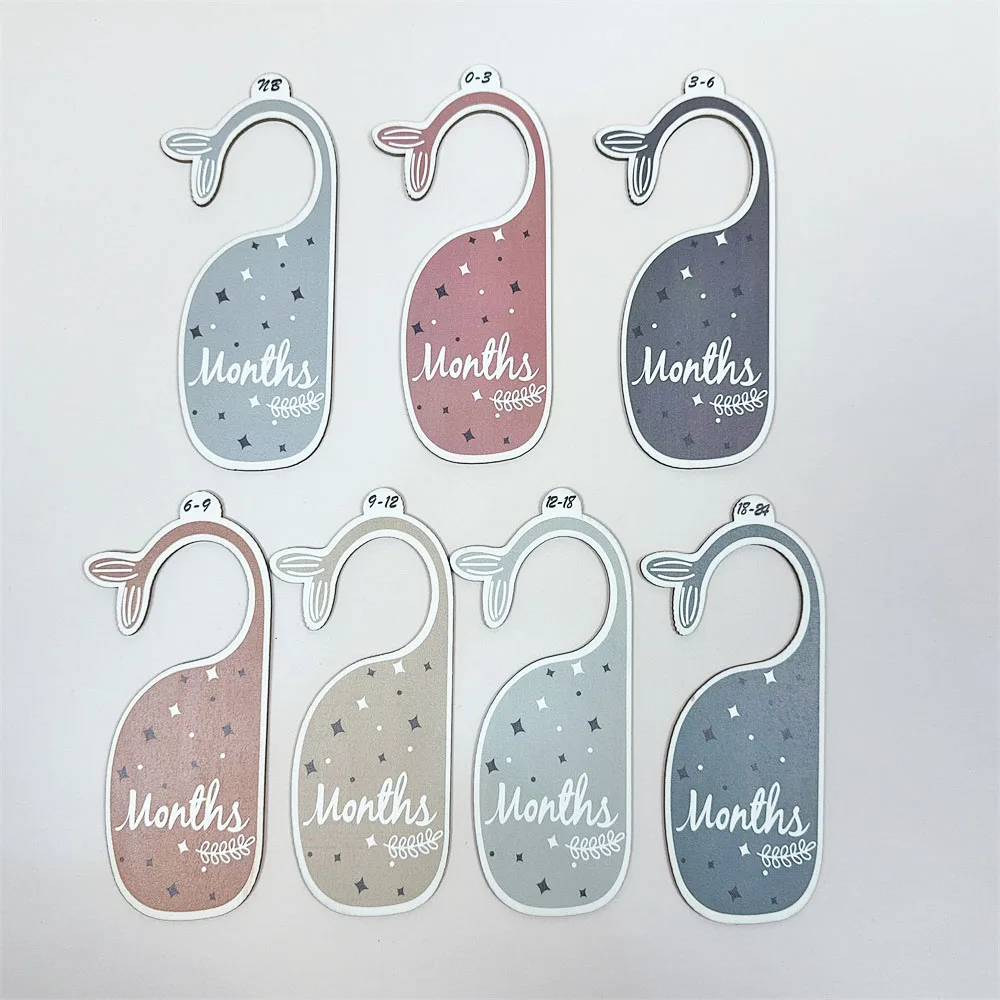 Baby Closet Dividers 7pcs Wooden Baby Closet Size Organizer One-Side Whale Shape Neutral Baby Clothes Size Hanger from NB to 24m