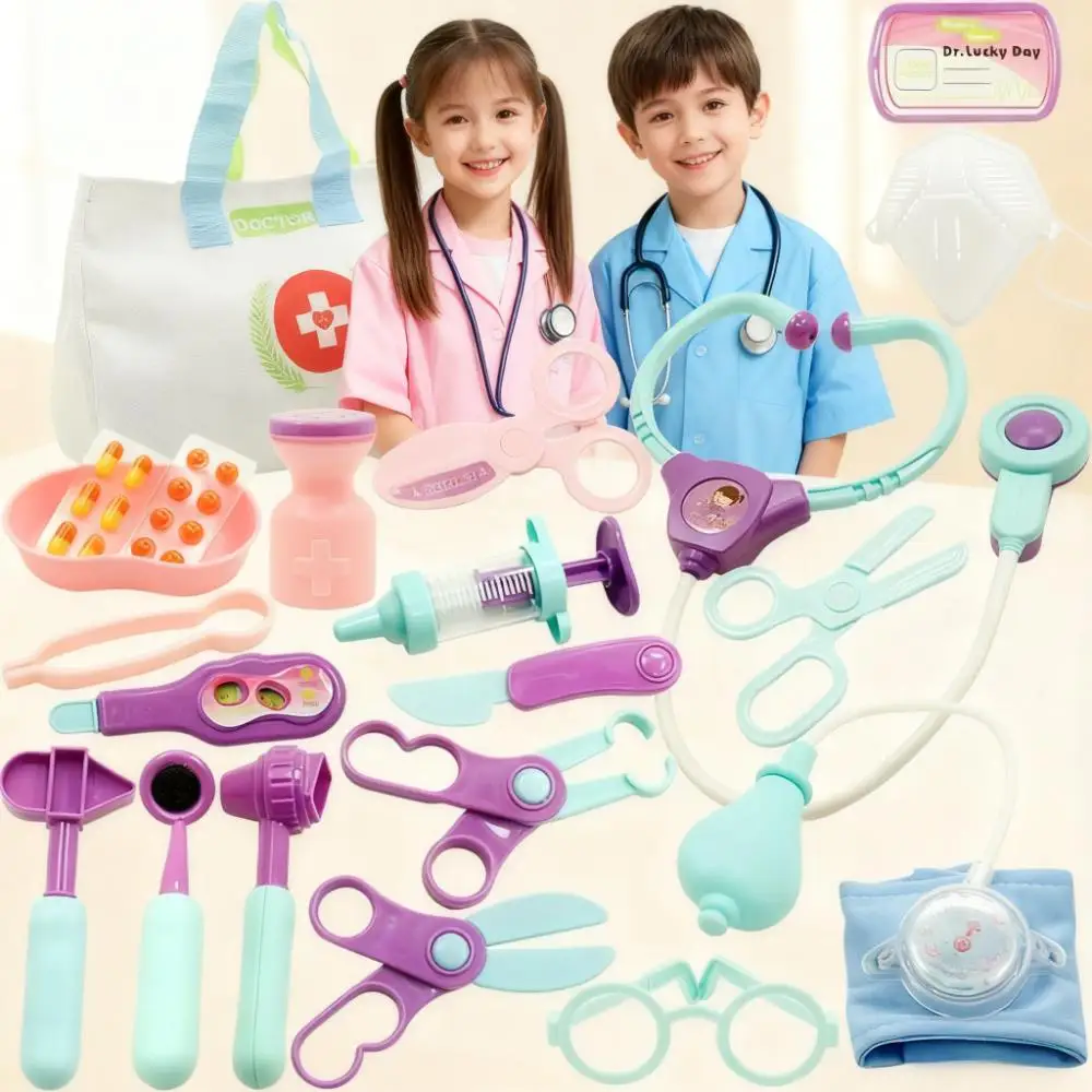 Juego de Doctor de simulación para niños de 22 a 42 piezas, kit de juego de rol médico con muñeca bebé y herramientas para juegos educativos en casa