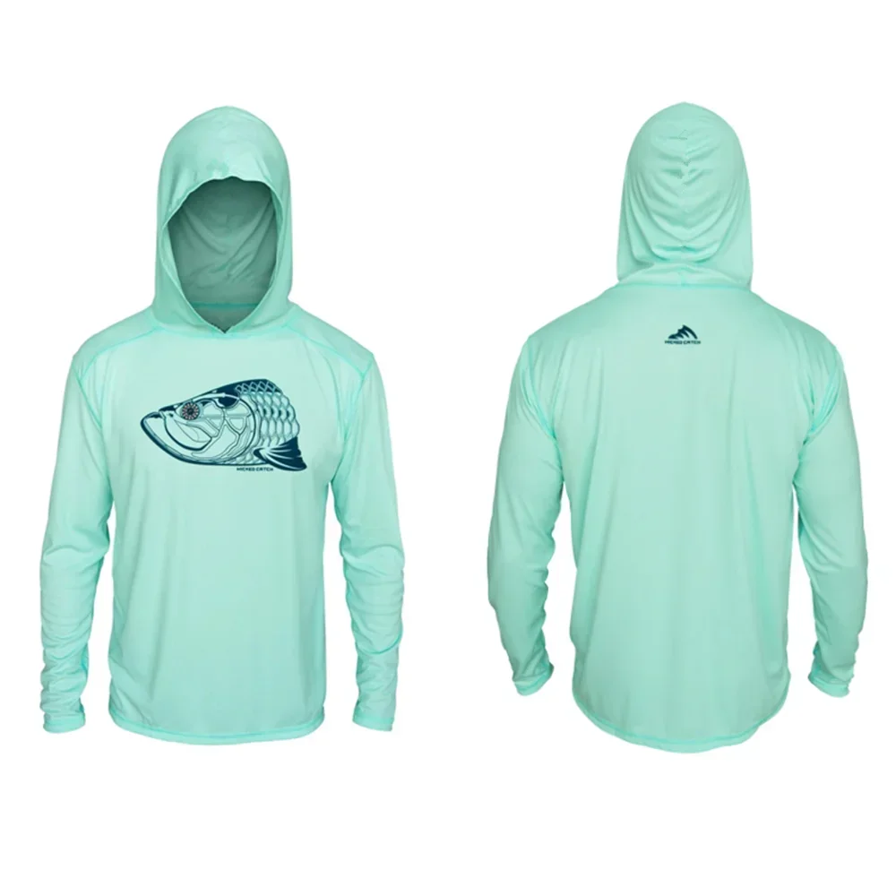 Verão pesca hoodies malvado captura camisa dos homens chapéu de manga longa com capuz camisa de pesca kit secagem rápida proteção uv