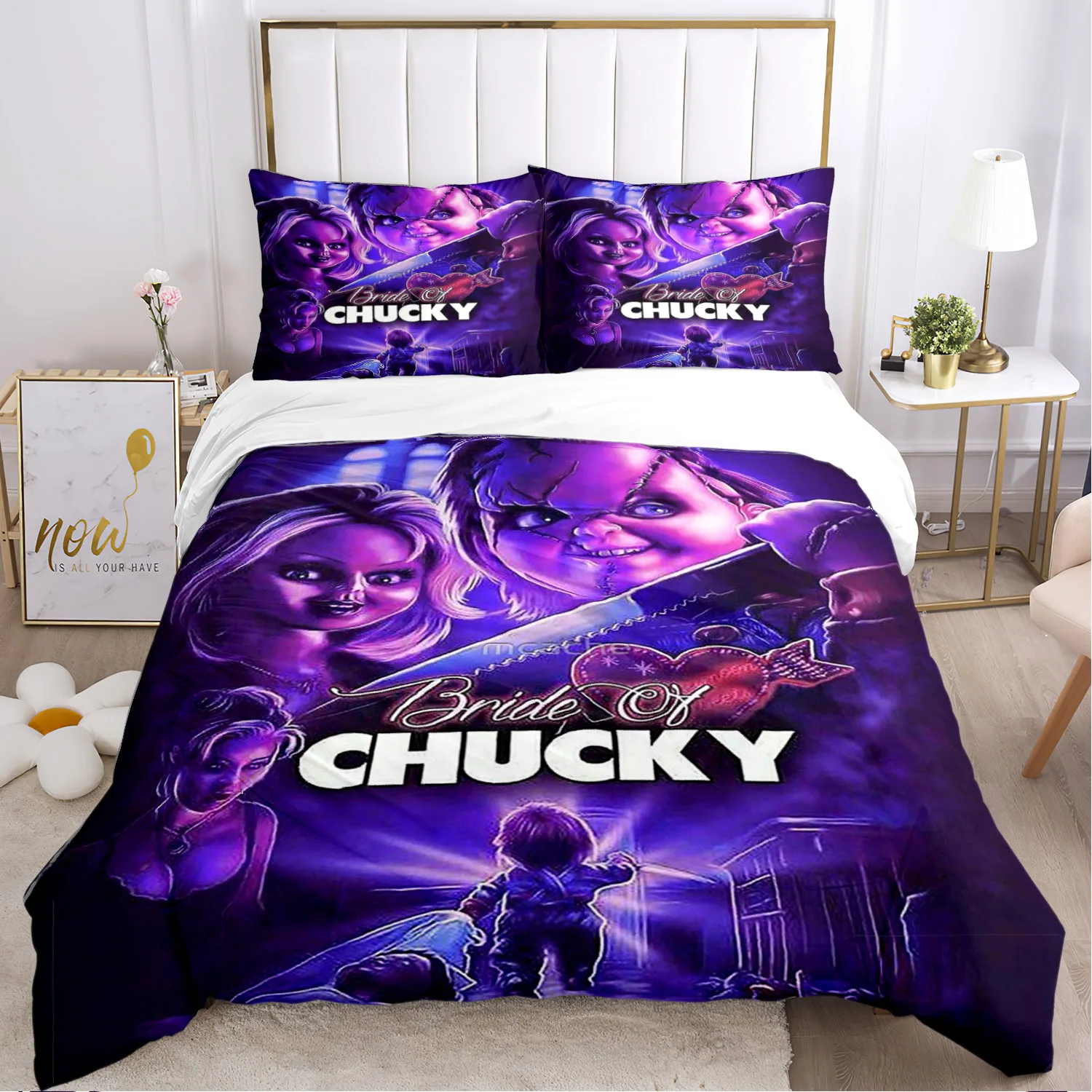 Chucky terror  Bedding Set Soft duvet Pillowcase Comfort sheets/Double bed Full size Horror customizable Halloween gift