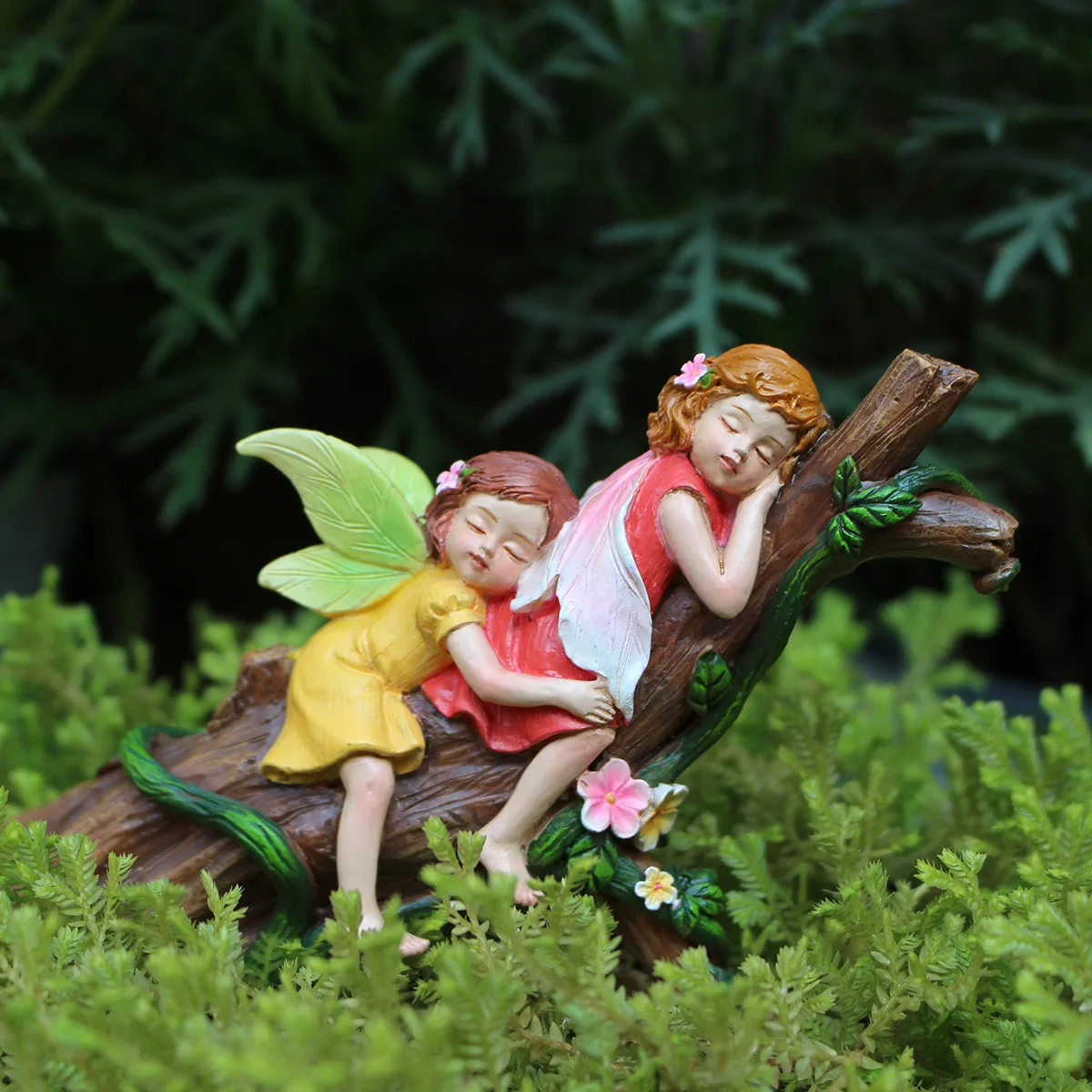 

Sleeping Position Flower Fairy - Garden Courtyard Succulent Pottery Decoration Resin Crafts - Rural Bonsai Style