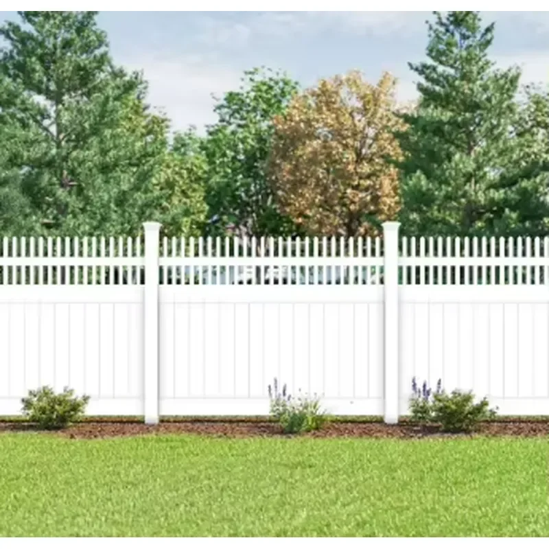Vinyl White Picket Fence No Dig, Semiprivate White Vinyl Fence 6 Foot Tall, Pvc Vinyl Privacy Fence