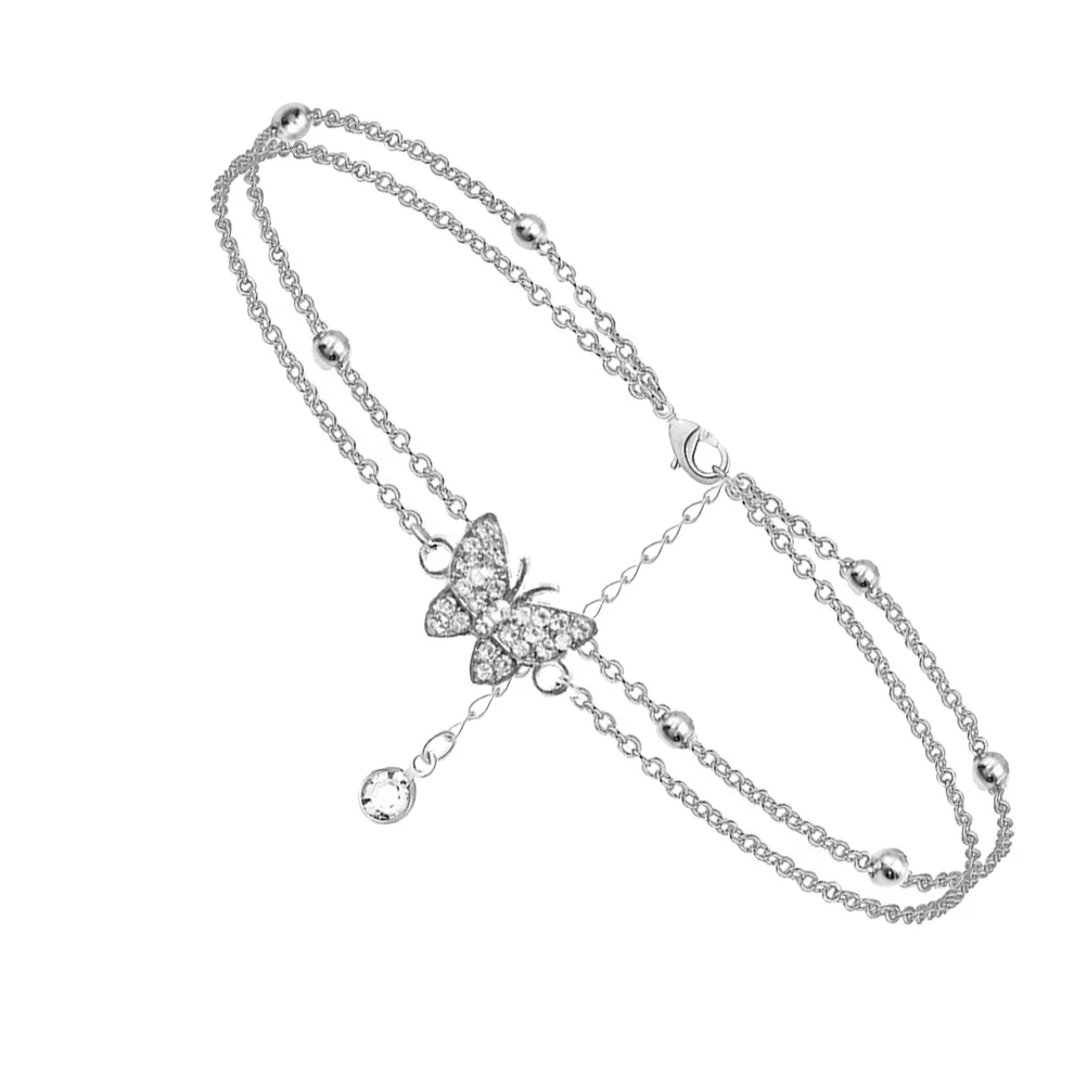 

Butterfly Foot Jewelry Rhinestones Exquisite Elegant Female Anklet Lightweight Skin Friendly Safe Wear All Match Lady Ankle