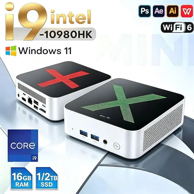 2026 Mini PC Core i9 10980HK Windows 11 Computer 16GB DDR4 1TB 2TB SSD 4K HD Gaming Mini Computer Desktop PC Gamer Portable