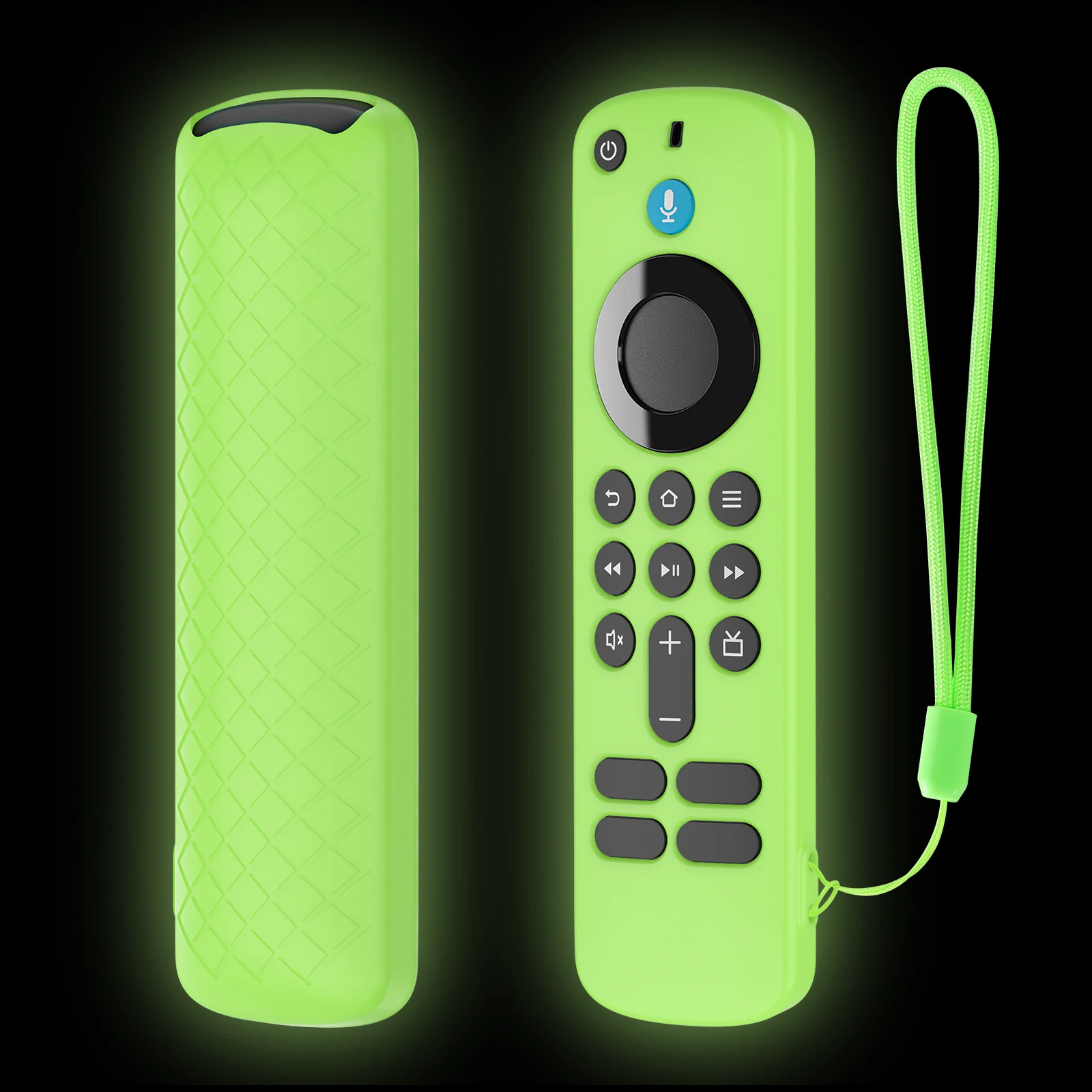 Black Remote Control Silicone Case for Fire TV Stick HD/4K Newest Model Remote Non-Slip Texture Protective Cover Luminous Green