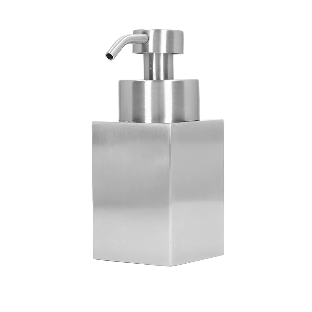

Square Stainless Steel Foaming Bottle Refillable Press Type Foaming Soap Dispenser Leak Proof Reusable Foam Making Container