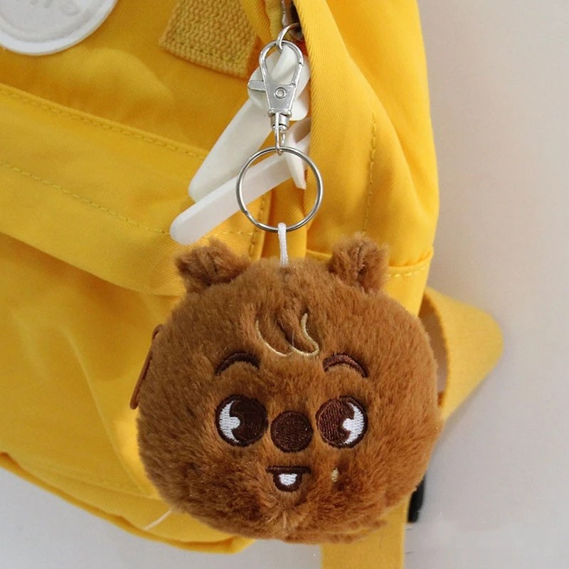 Novo skzoo stray crianças dos desenhos animados carteira de pelúcia chaveiro criativo mini fone de ouvido saco moeda pingente presente festival das crianças
