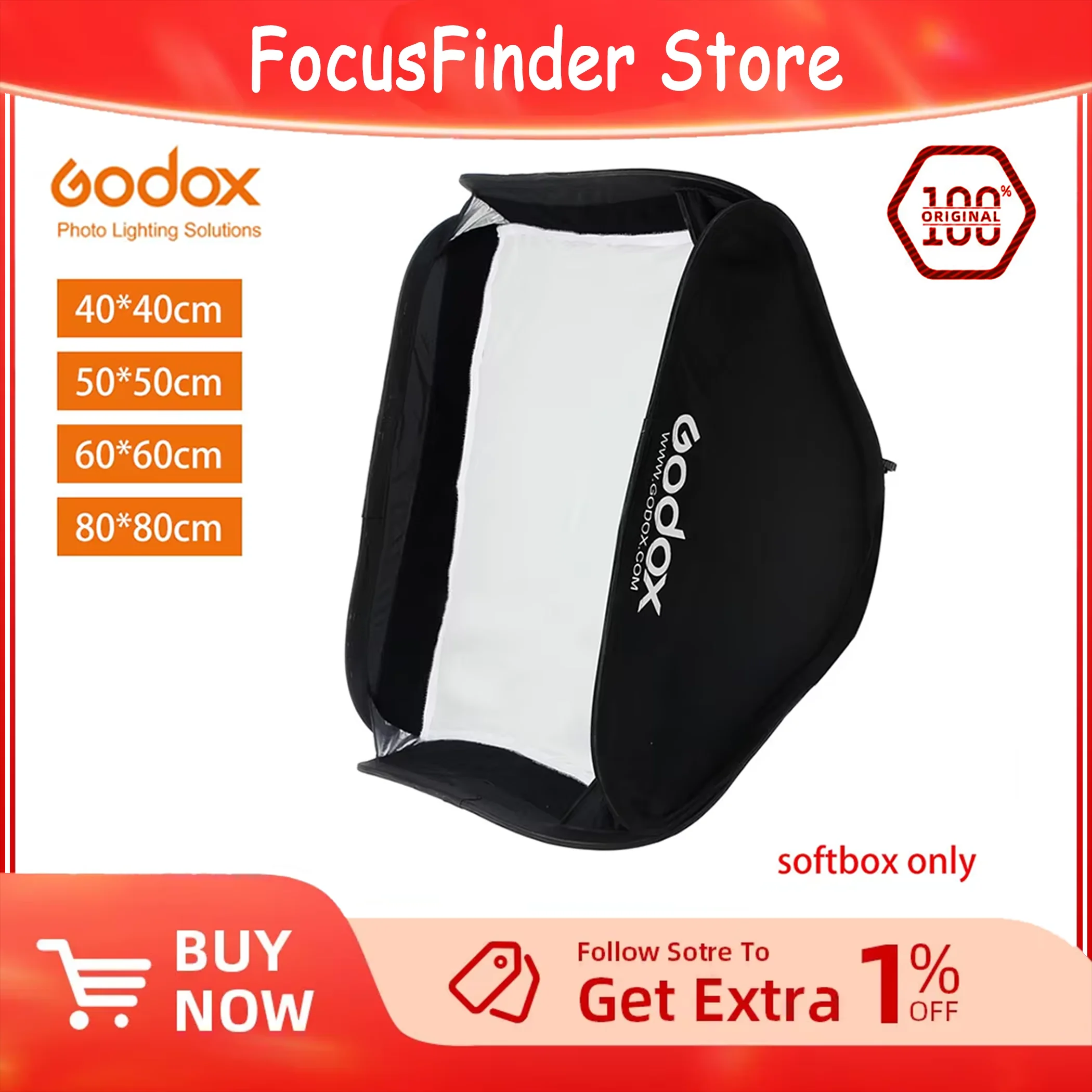 Godox Speedlite Flash Softbox 40x40cm 50x50cm 60x60cm 80x80cm Foldable SoftBox for S-type Bracket fit Bowens Elinchrom Mount