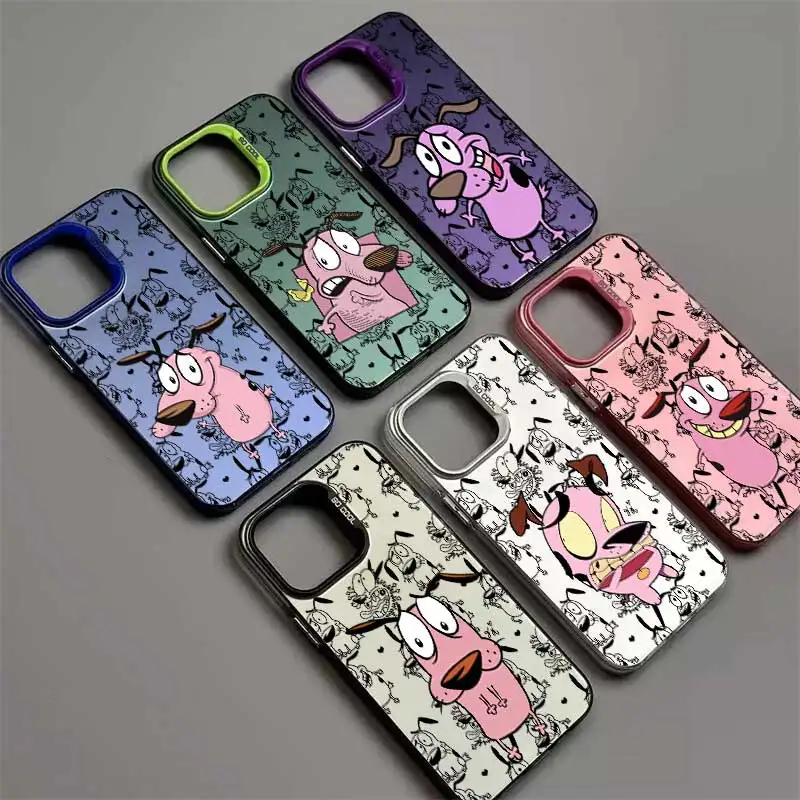 Cute Courage The Cowardly-Dog Phone Case For iPhone 15 14 11 13 12 Pro Max XR X XS Plus Hard Matte Shell Protective Cover Fundas