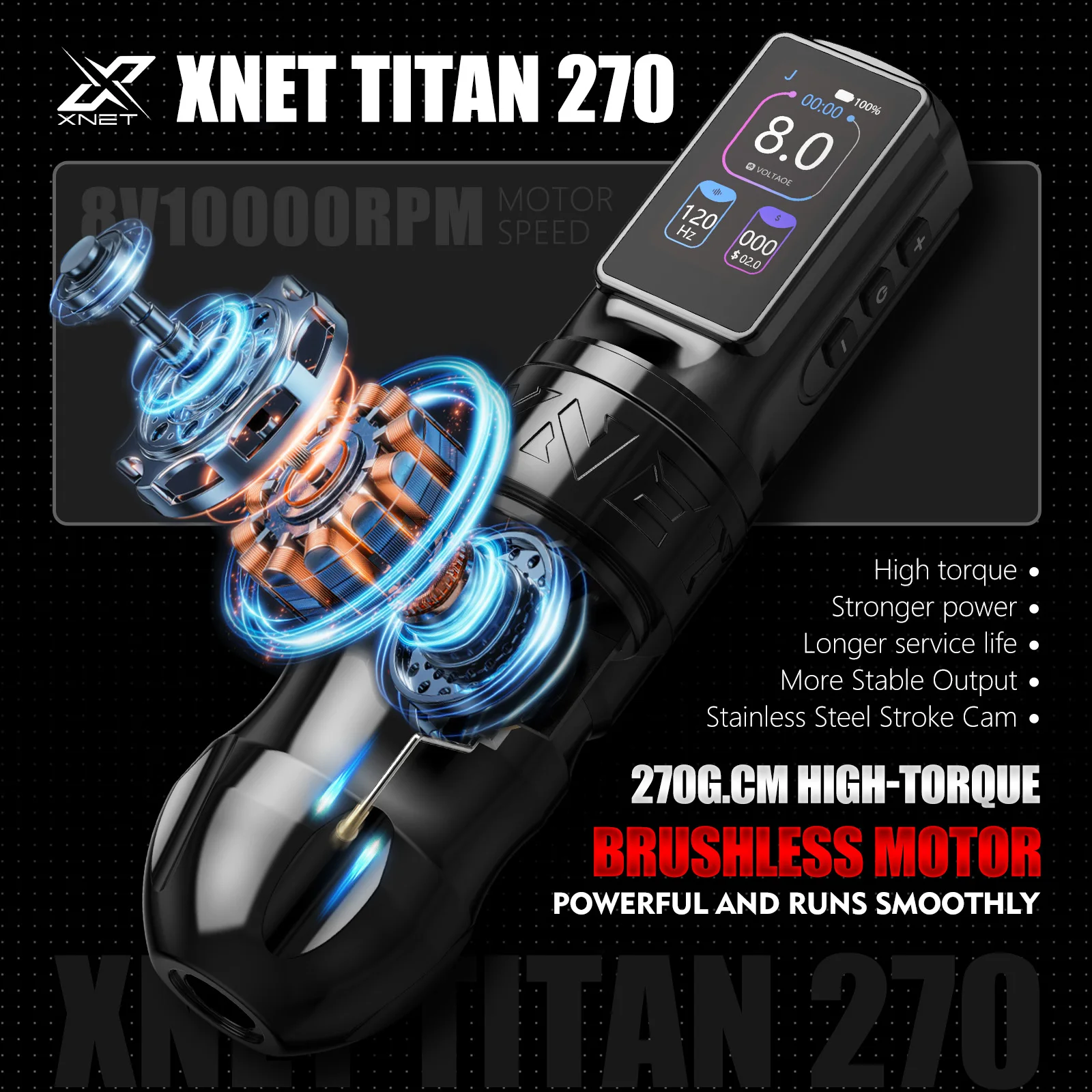 XNET Titan270 Wireless Tattoo Machine 270G.CM 4.0/5.0mm