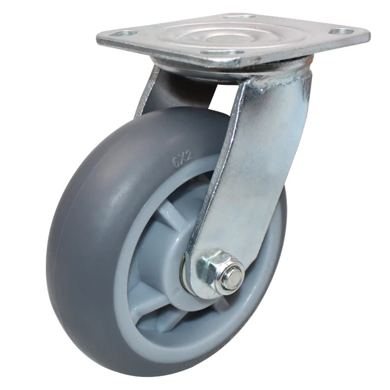 Heavy duty 6-inch TPR rubber universal wheel 4-inch trolley wheel 5-inch, household light flatbed directional wheel