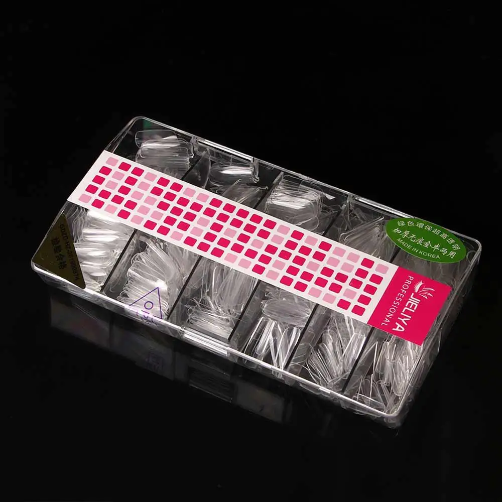 アクリル超薄型プレスオンハーフカバー取り外し可能なフレンチフェイクネイルネイルアートチップオーバル付け爪マニキュア