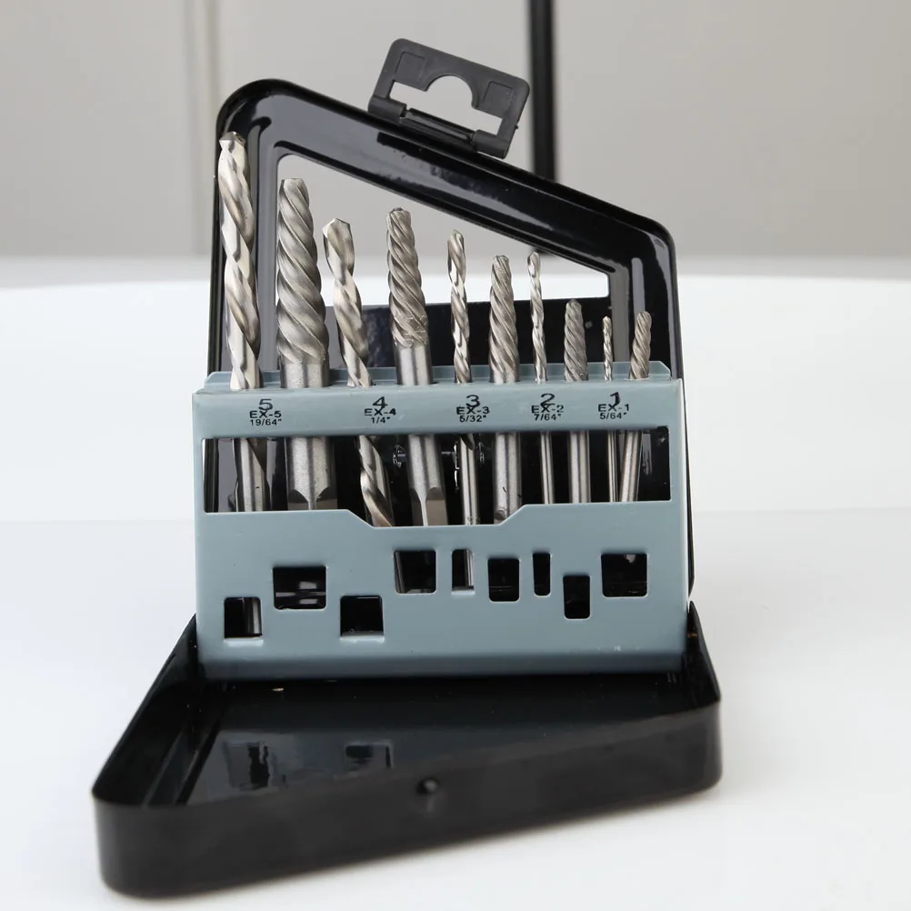 

10Pcs Professional Screw Extractor Set Bit Extractor Package Damaged Broken Screw Puller Out Set Remover Black