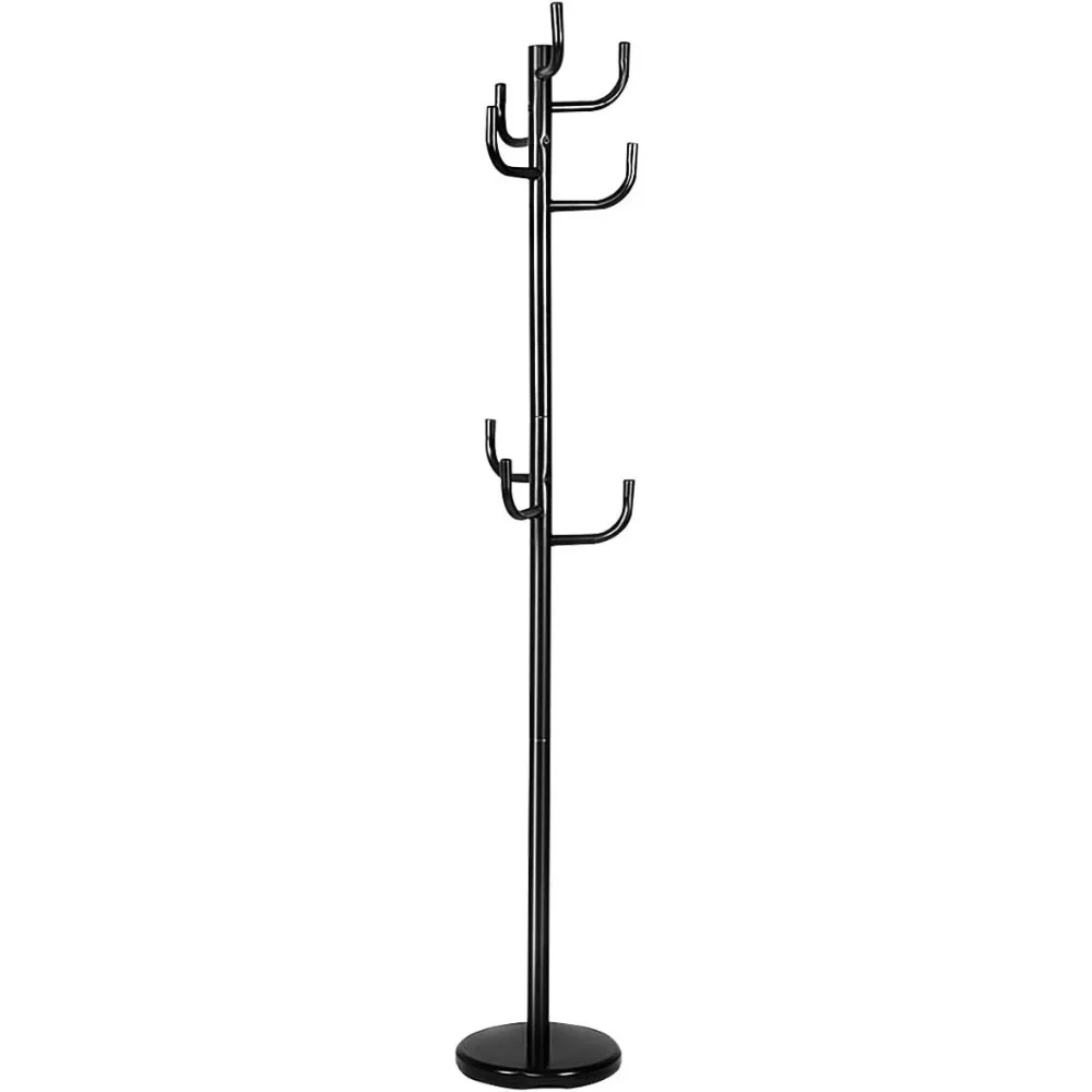 

Metal Coat Rack Freestanding Hat Stand Coat Tree Hanger Hall Umbrella Holder Hooks Black