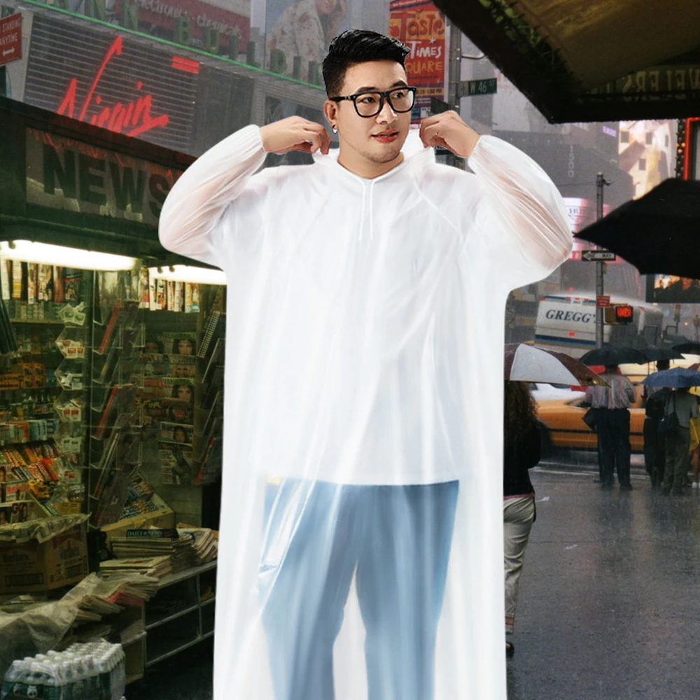 Large Size Disposable Raincoat Card Packaging Camping Travel Hooded Rain Coat Vacuum Compression Waterproof Rain Cover Adult