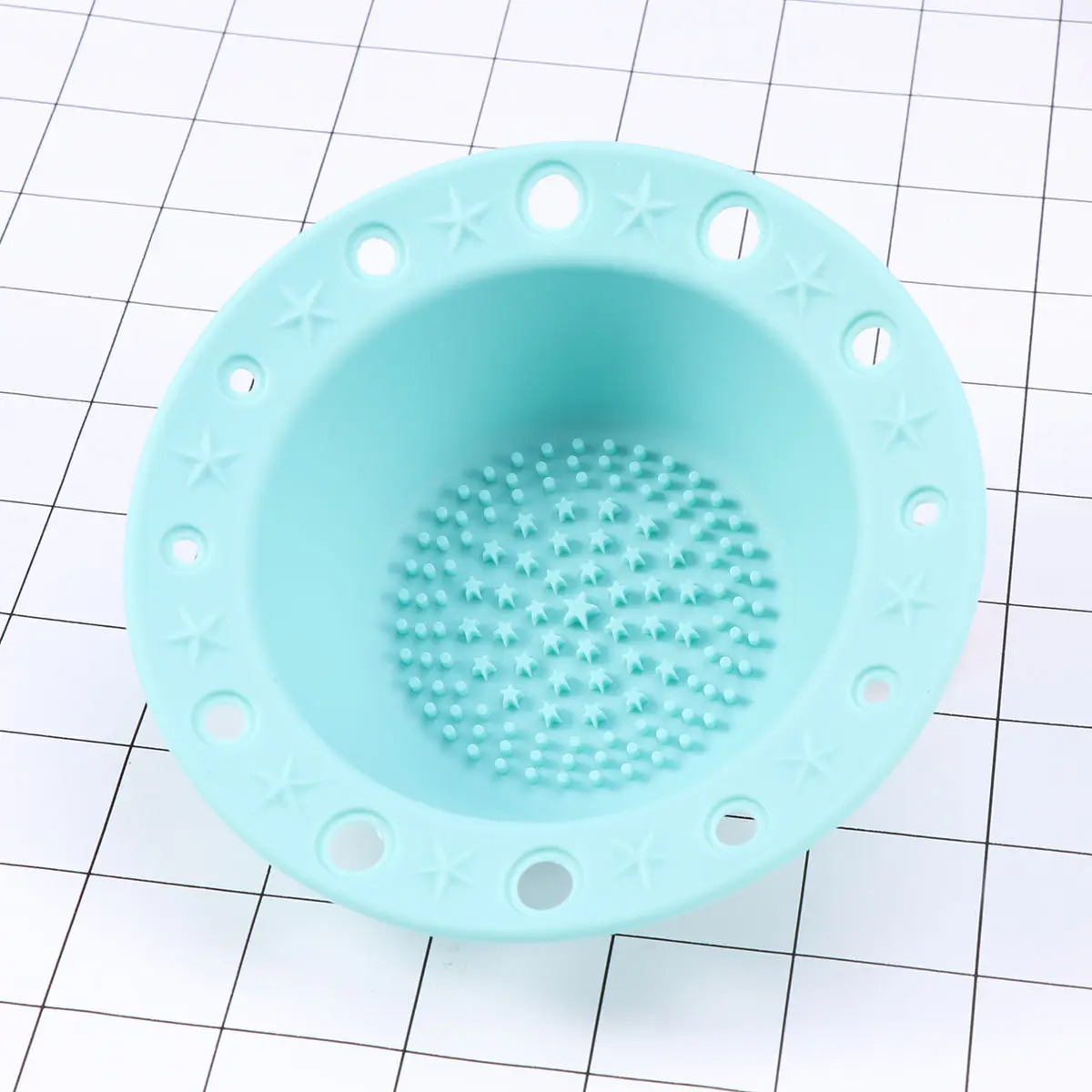 1Pcs Makeup Brush Cleaner Pad Silicone Mint Green Five-Pointed Star Texture Deep Clean Brush Washing Mat Holder with Drying
