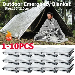 1-10pcs Outdoor Emergency Blanket Survive First Aid Military Rescue Kit Windproof Waterproof Foil Thermal Blanket for Camping
