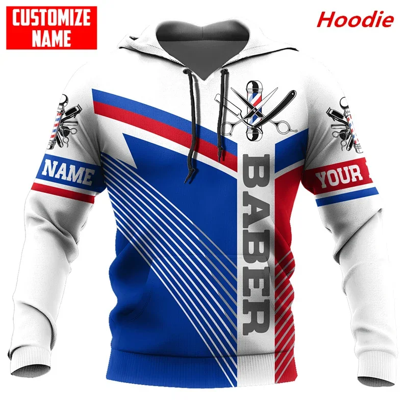 

New Fashion Men Custom Name Barber 3D Printed Zipper Hoodie Autumn Unisex Harajuku Street Casual Hoodie Sweatshirt A0020