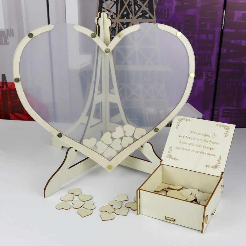 

Heart Shape Transparent Wedding Guest Book Decoration Rustic Sweet Heart Drop Box Wedding Drop Box 3d Guestbook Wooden Box