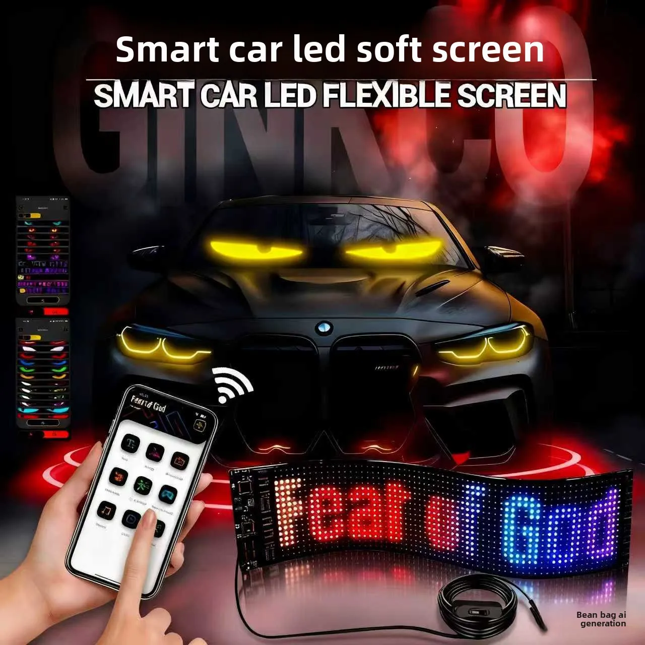 

Christmas exclusive soft screen portable ticker flexible screen APP editable car LED flexible