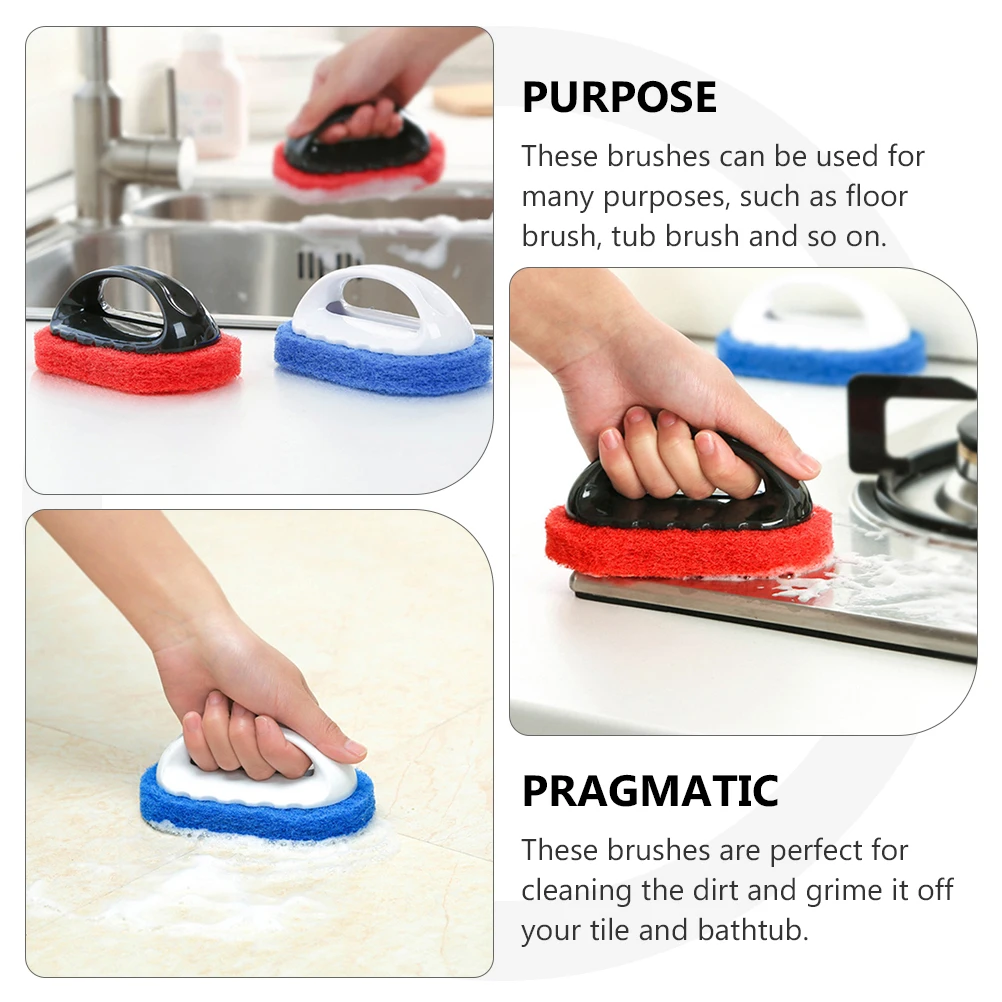 

6pcs Cleaning Brush Bathtub Broom Floor Cleaners Black Household Furniture Sponge PP Material Compact Durable Bathroom Tile