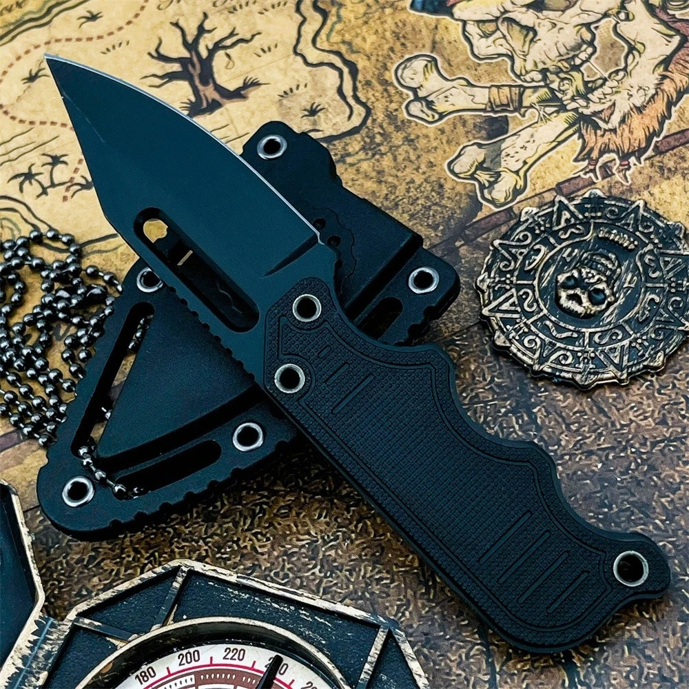 Full-Tang-Messer mit G10-Griff, leichtes EDC-Taschenmesser mit Halskette, Multifunktionswerkzeug mit ABS-Kunststoffhülle, tragbares Outdoor-Camping-Messer – Detail 5