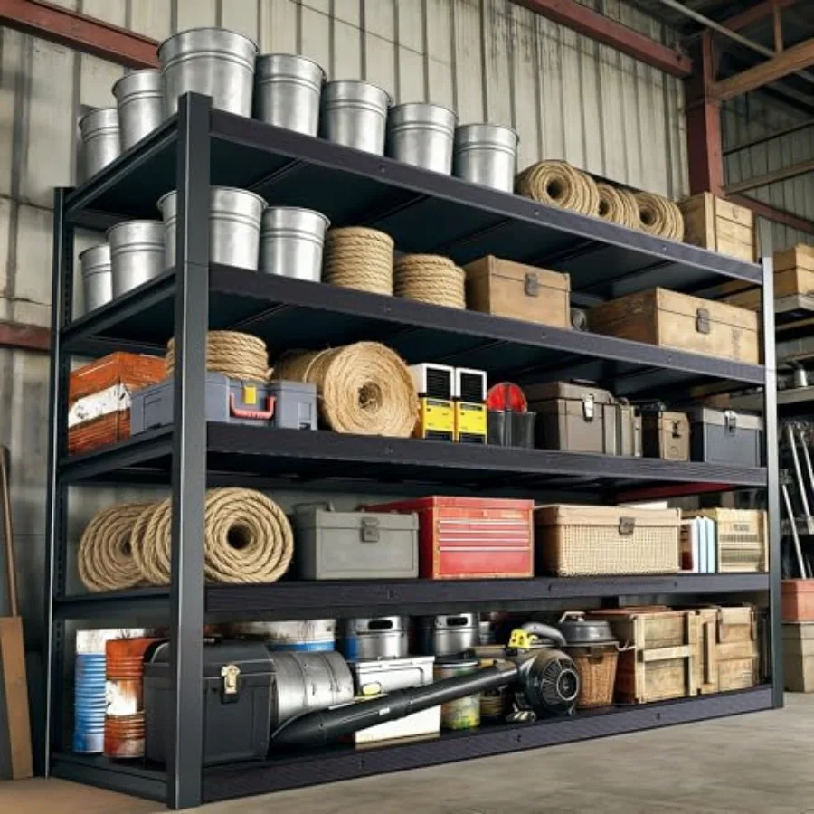 

Стеллажи для гаража 84 дюйма (213 см) высотой, грузоподъемность 3050 фунтов (1390 кг), сверхпрочные регулируемые металлические стеллажи для гаража, склада, подвала