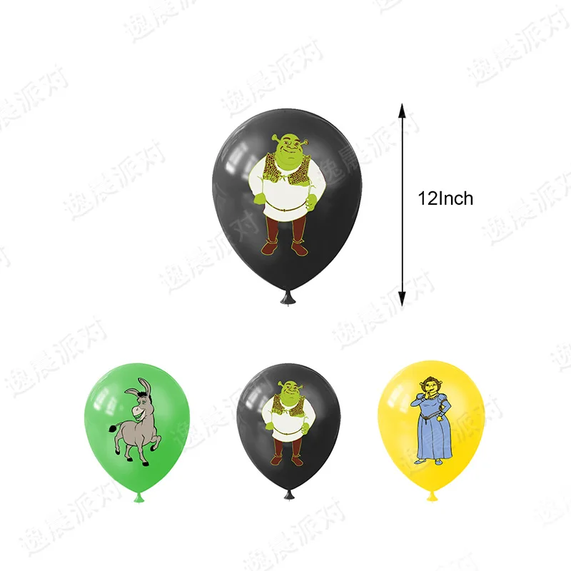 12Pcs Disney Shrek Birthday Party Latex Balloon Set Decoration Kids Baby Shower Air Globos DIY Decor Supplies