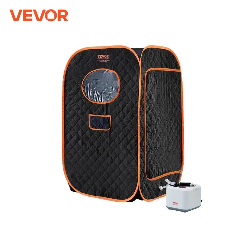 VEVOR Compact Portable Steam Sauna Tent 1000 W Black For Detox Relaxation Time Temperature Remote Control Home