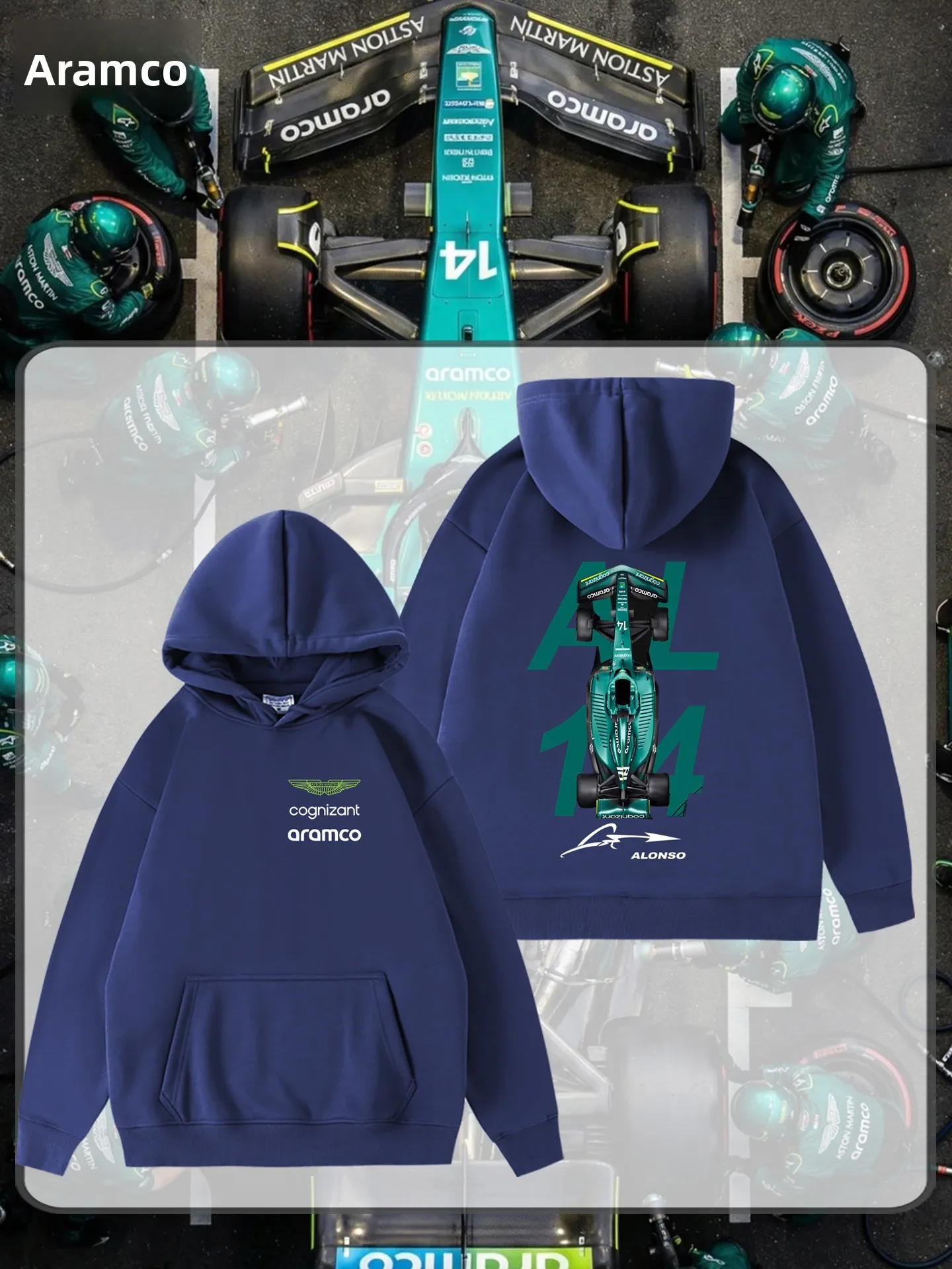 

Толстовка с капюшоном Alonso Aston F T 2026 Season, на флисовой подкладке, универсальная, осенне-зимняя, повседневная, свободного кроя, с длинными рукавами U...
