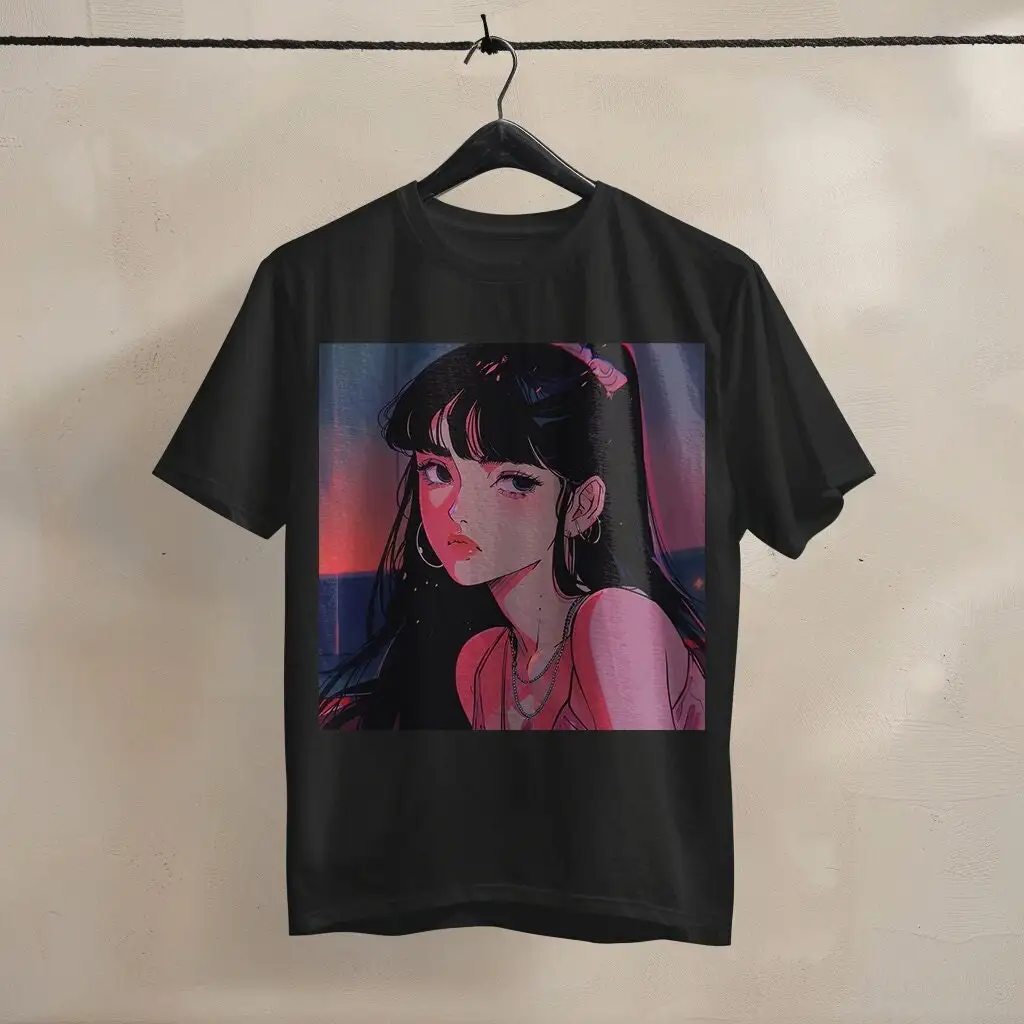 90's Anime Manga Girl T Shirt Pastel Goth Garment Dyed