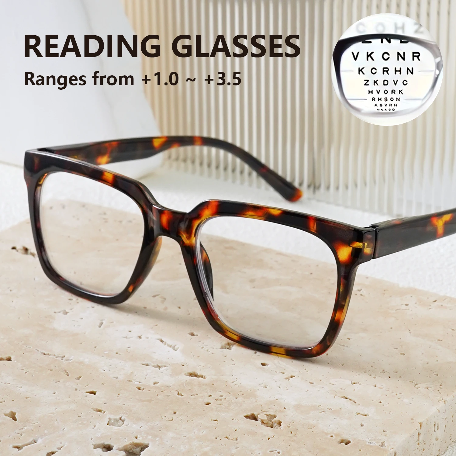 Vintage-Lesebrille in Schildpatt-Optik mit Federscharnier, Leopardenmuster, leichte Unisex-Lesebrille